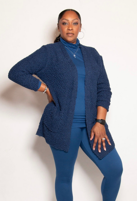 Puff Cardigan - Light Navy